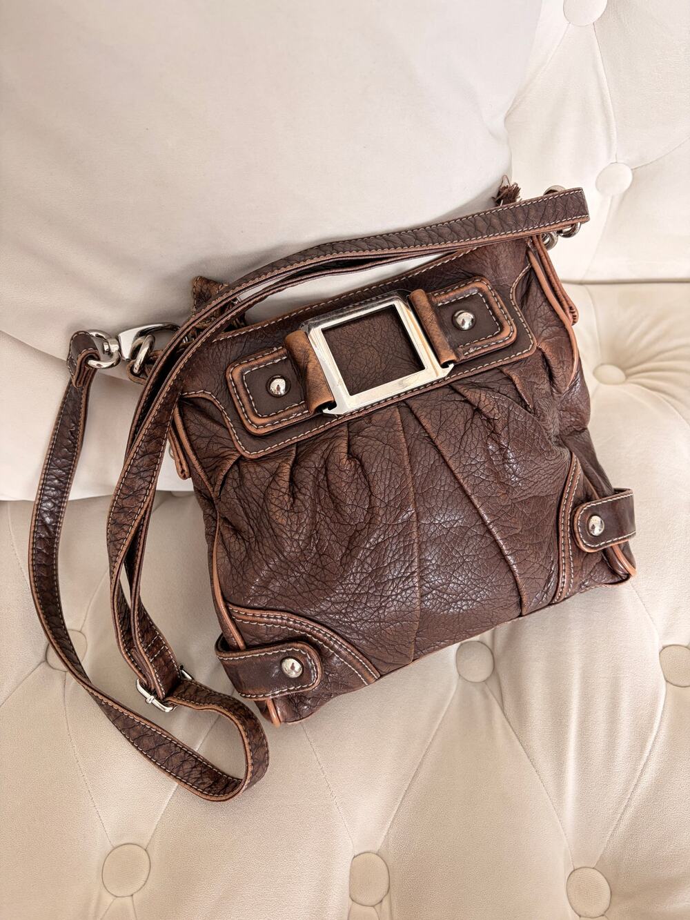 Black Rivet Vintage Dark Brown Bag